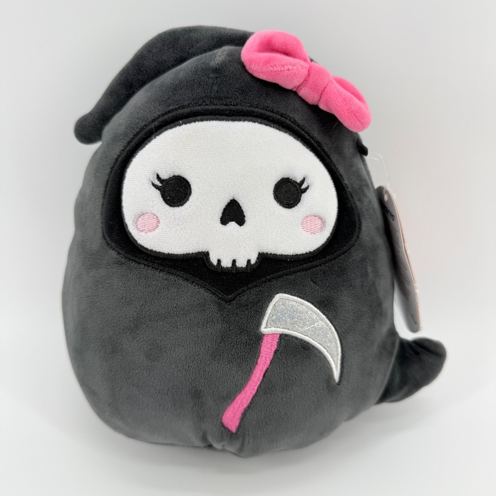 Squishmallows Jane the Grim Reaper Halloween Plush 8 Inch Pink Bow 2024